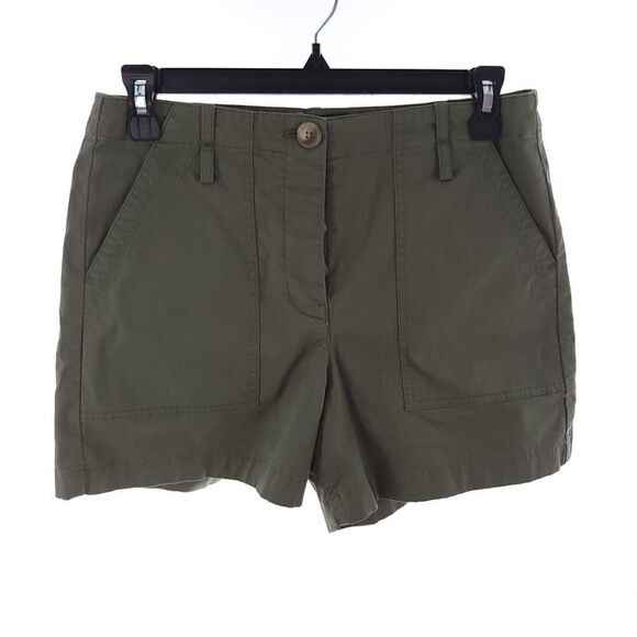 Theory Womens 4 Green Cargo Casual Twill Button Fly Shorts - Picture 1 of 6